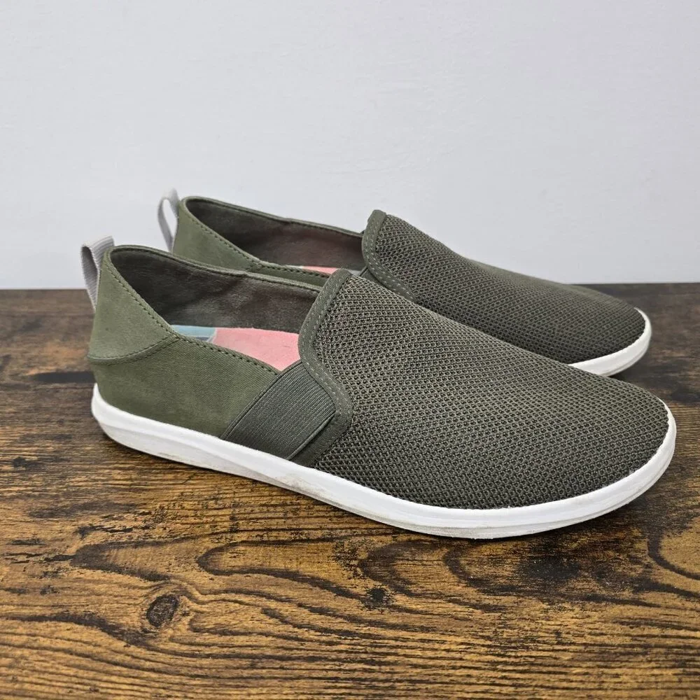 Olukai Hale'iWa Green Slip On Sneakers Womens Size 9 Comfort Casual Loafer Flats